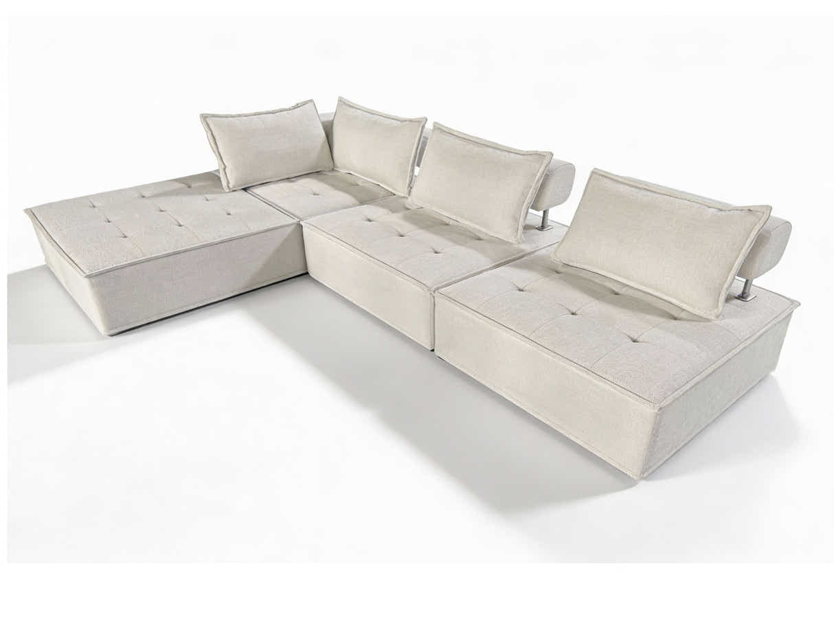 Hazel Velvet Sectional Sofa - Cream