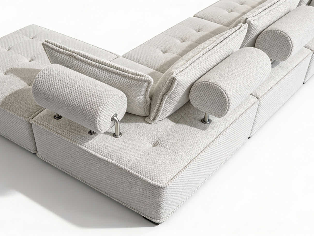 Hazel Velvet Sectional Sofa - Cream