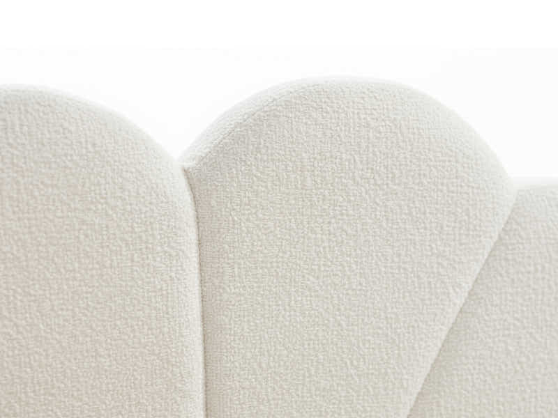 Joleen Boucle Bed Frame Cream & PIL20 Mattress with Pillows - Queen