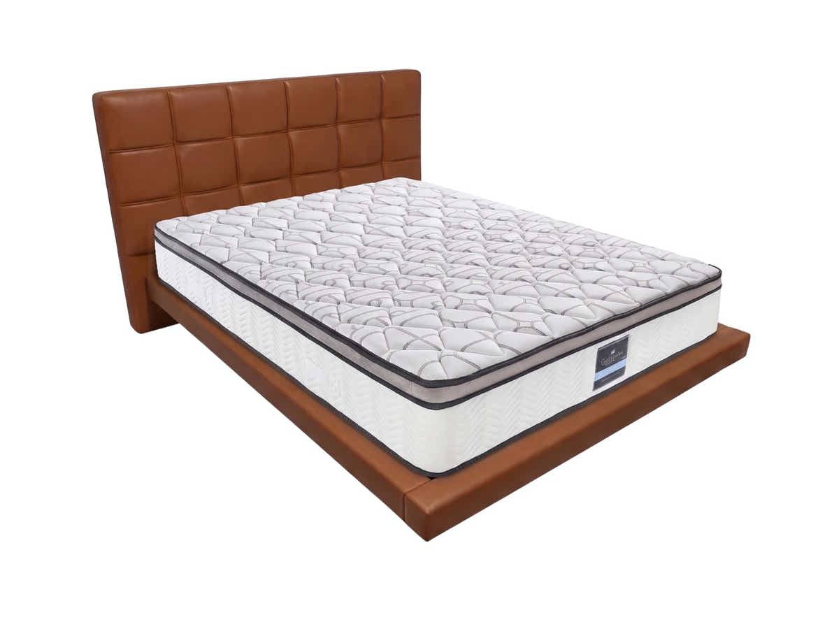 Kalyn PU Floating Bed Frame Orange & GEL30 Mattress - Queen