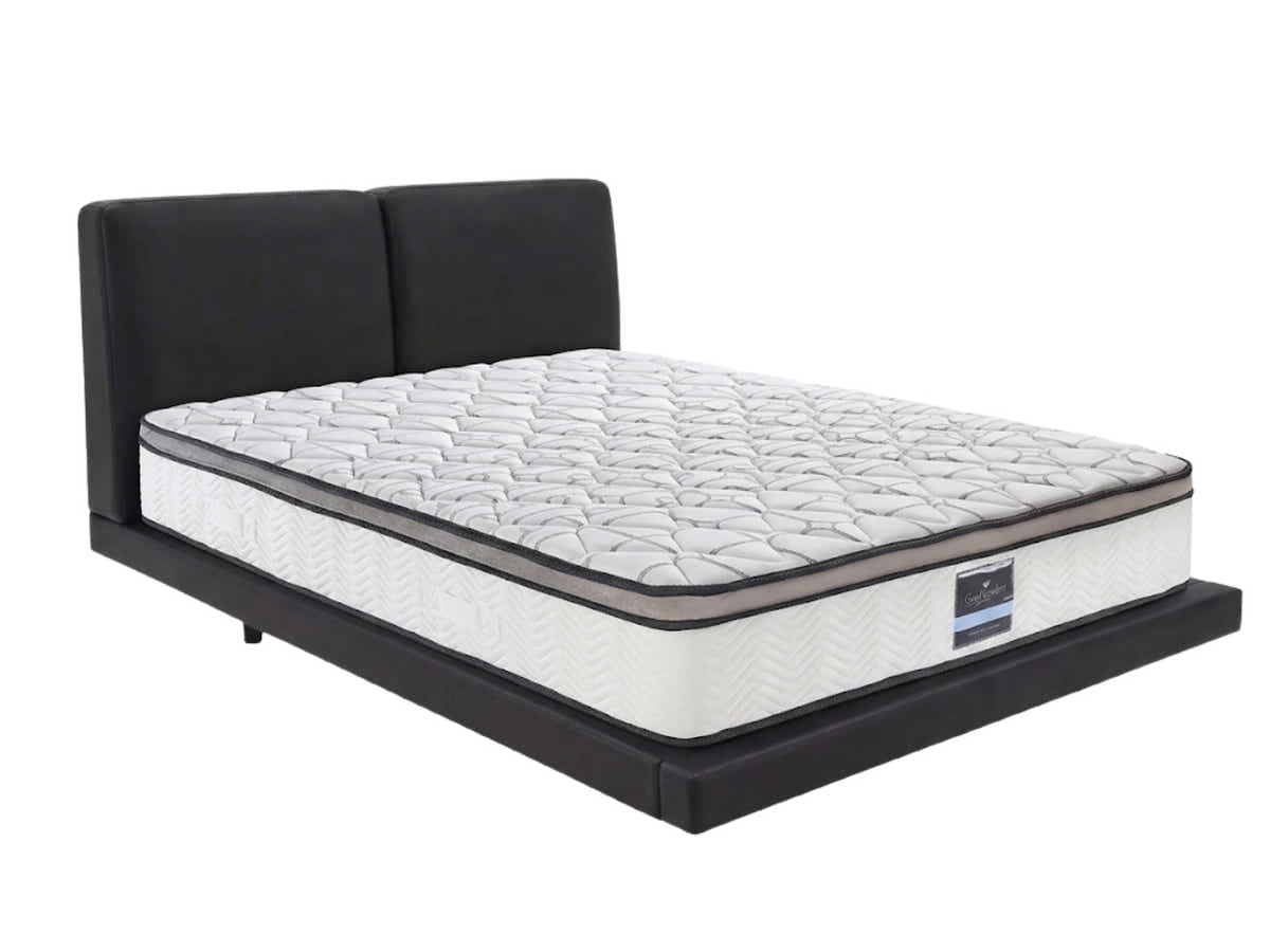 Priscilla PU Floating Bed Frame Black & GEL30 Mattress - Queen