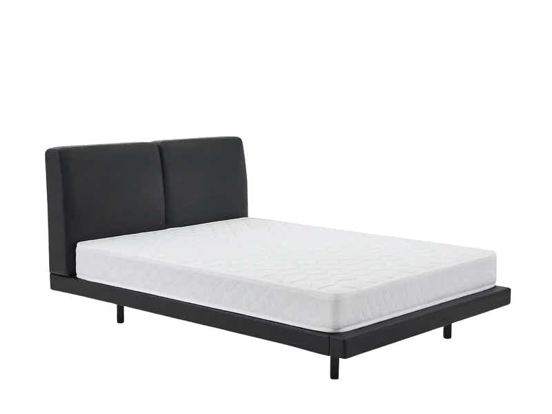 Priscilla PU Bed Frame Black & Bon15 Mattress - Queen