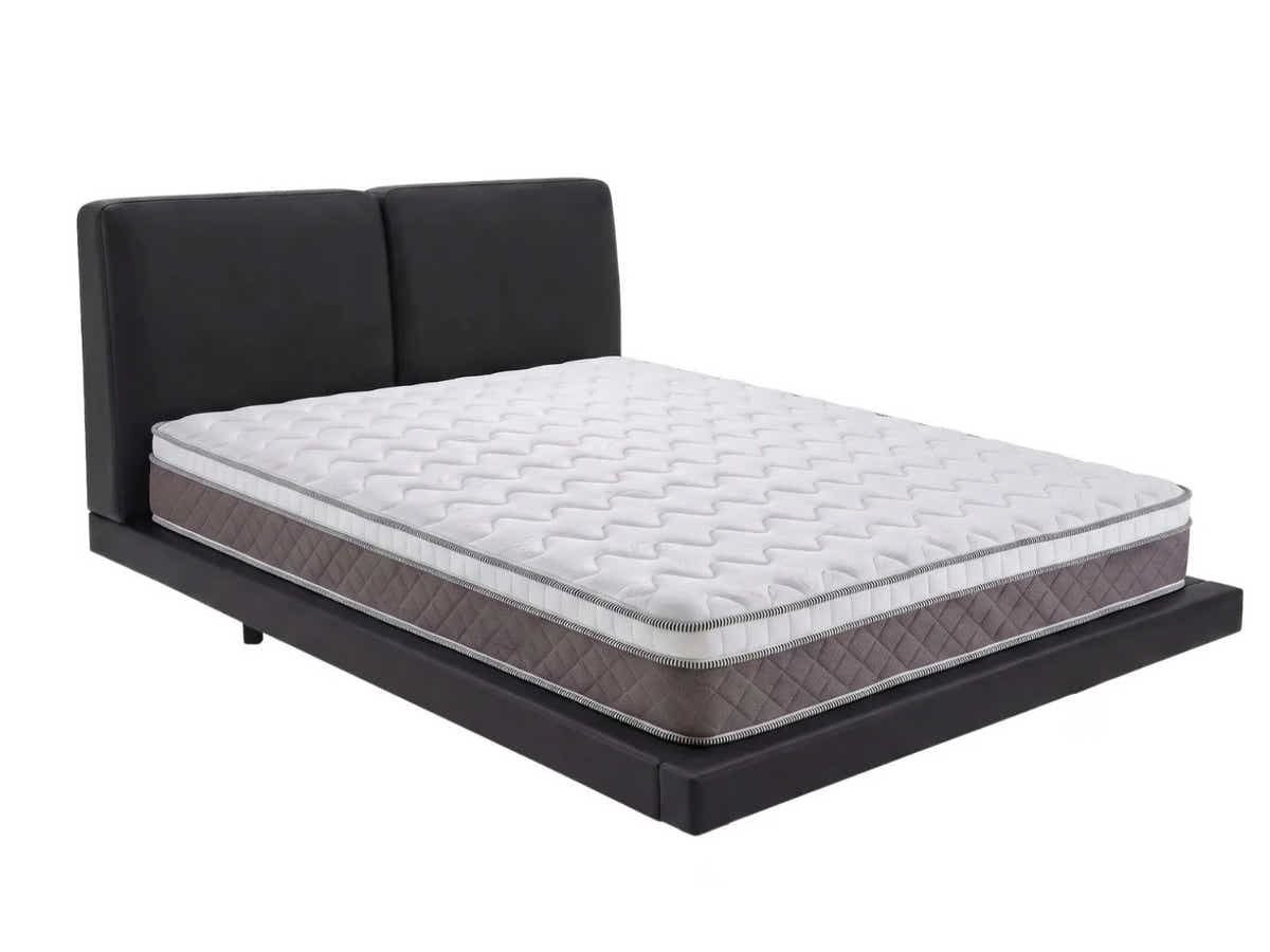 Priscilla PU Floating Bed Frame Black & MEM23 Mattress - Queen