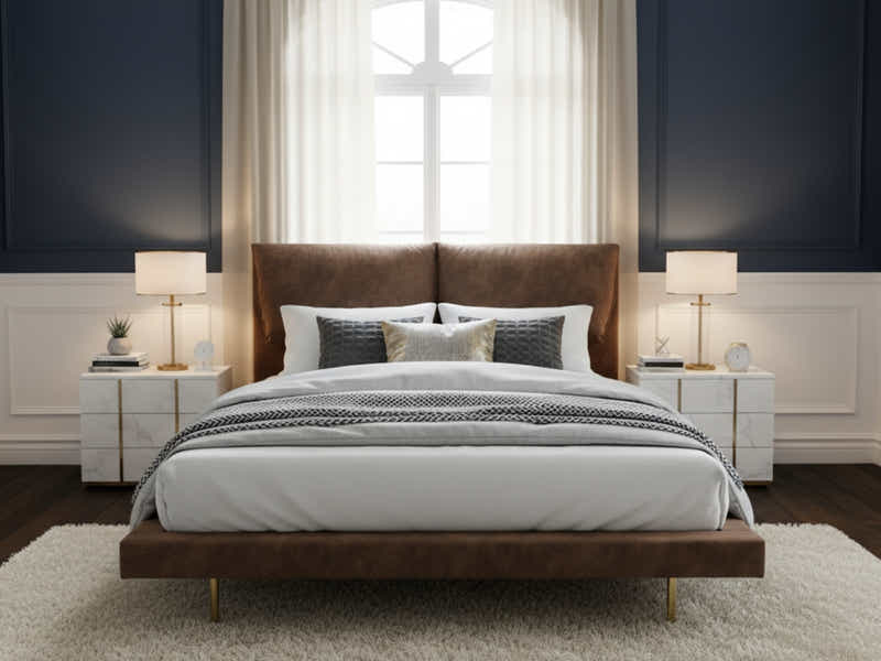 Rowina PU Bed Frame Khaki - Queen