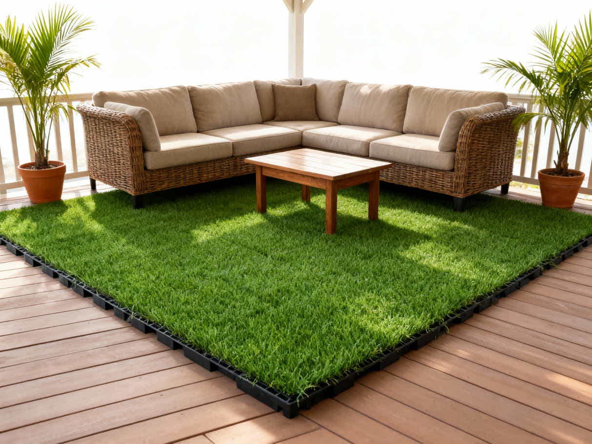 Multi-Colors 20 mm Artificial Grass Tiles - 30x30 cm (Pack of 12)