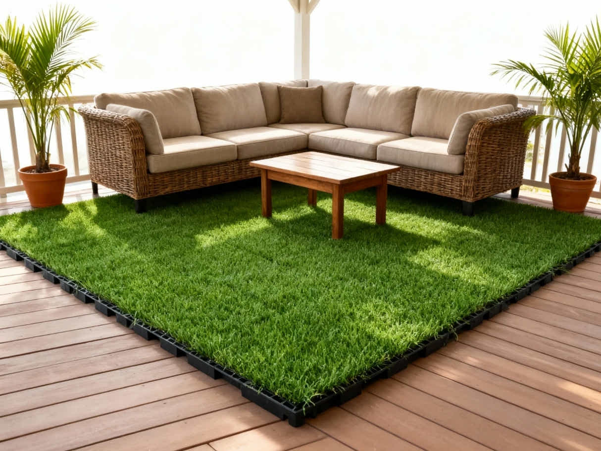 Multi-Colors 20 mm Artificial Grass Tiles - 30x30 cm (Pack of 12)
