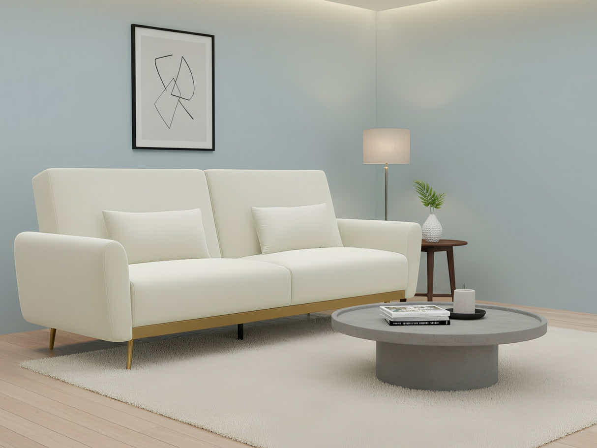 Limpley Velvet Sofa Bed - Beige
