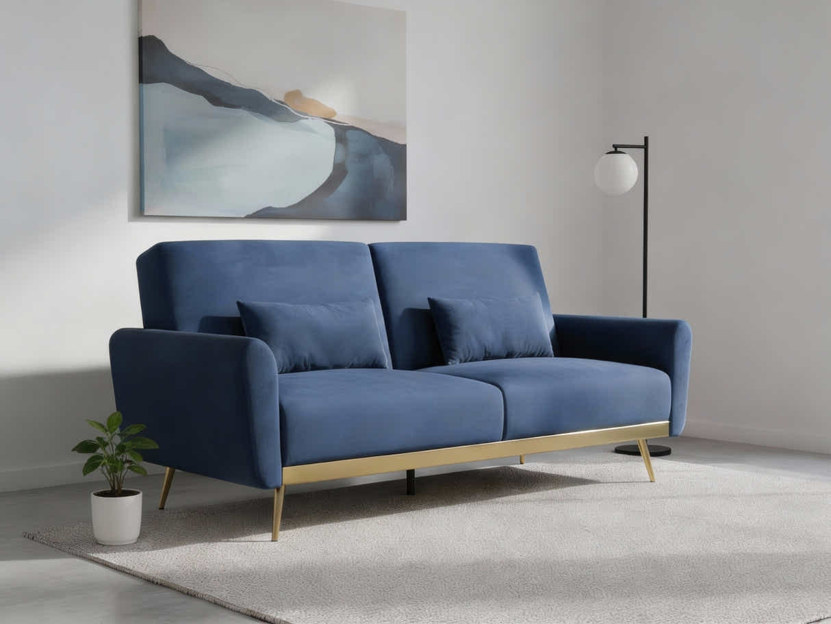Limpley Velvet Sofa Bed - Blue