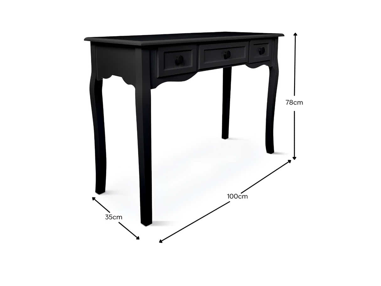 3-Drawer Console Table - Black