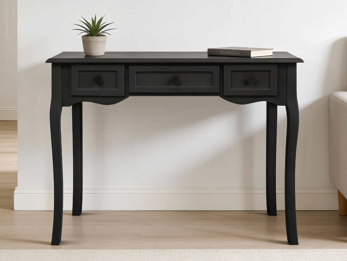 3-Drawer Console Table - Black