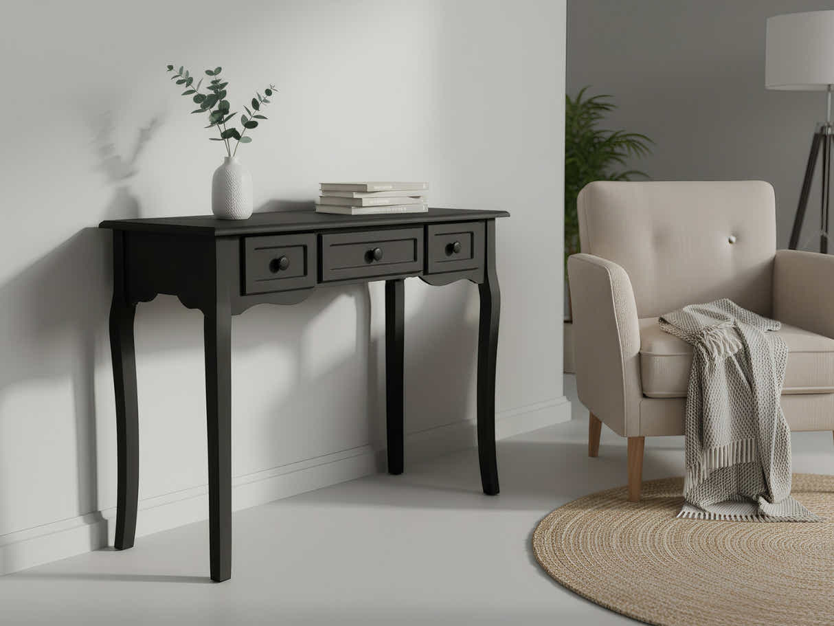 3-Drawer Console Table - Black