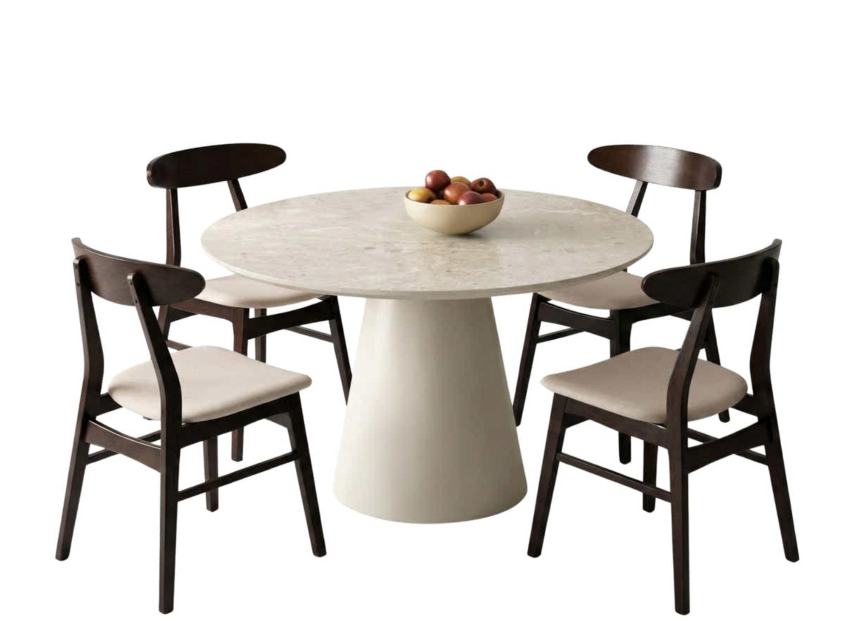 Kaila Round Dining Table - 120 cm & Fiesta Dining Chair Wenge - Set of 4