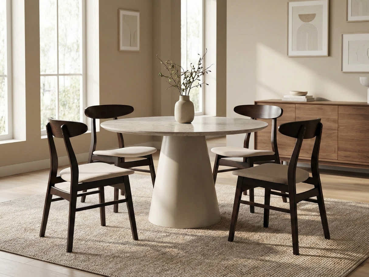 Kaila Round Dining Table - 120 cm & Fiesta Dining Chair Wenge - Set of 4
