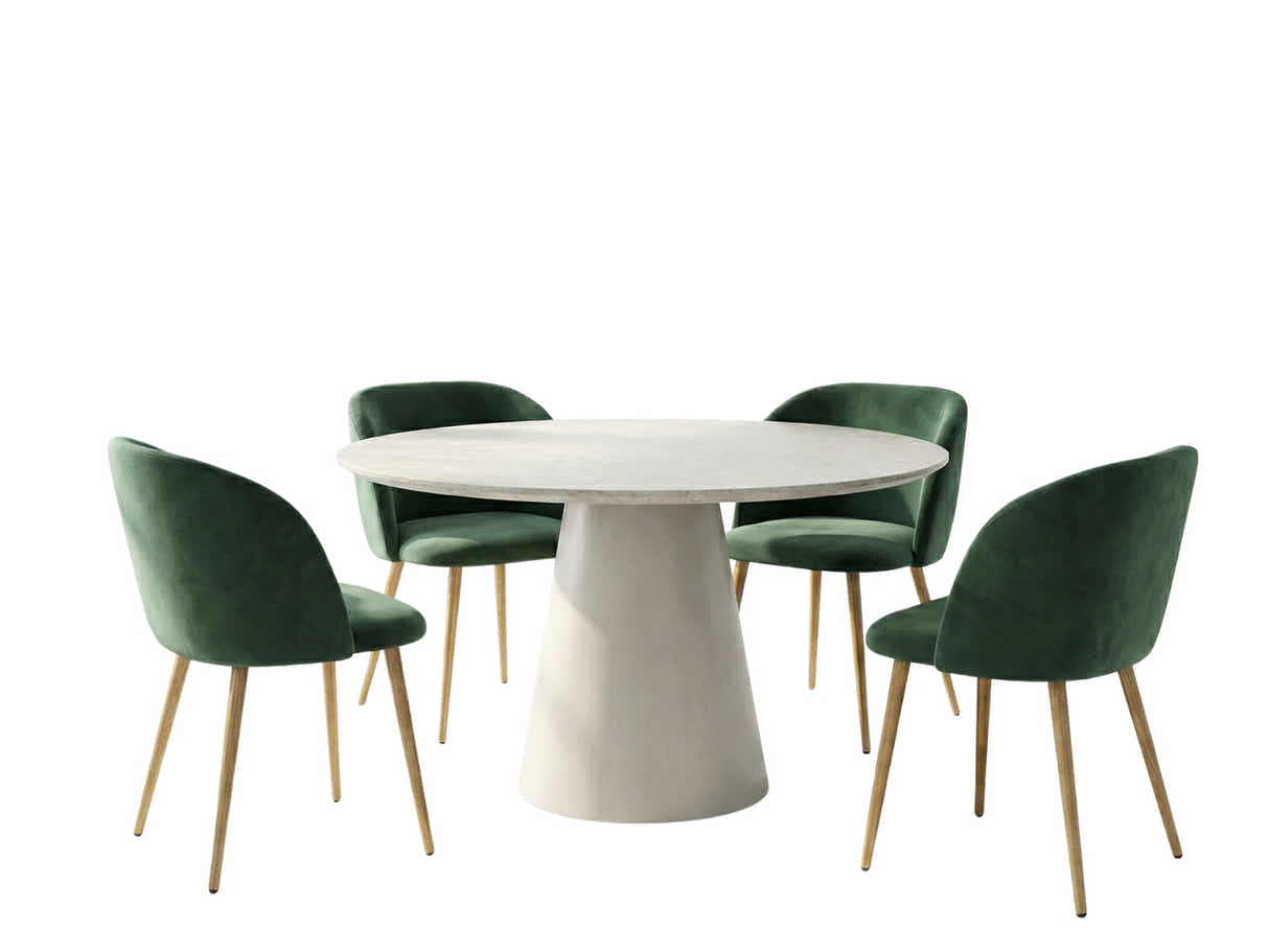 Kaila Round Dining Table - 120 cm & Parson Velvet Dining Chair Teal - Set of 4
