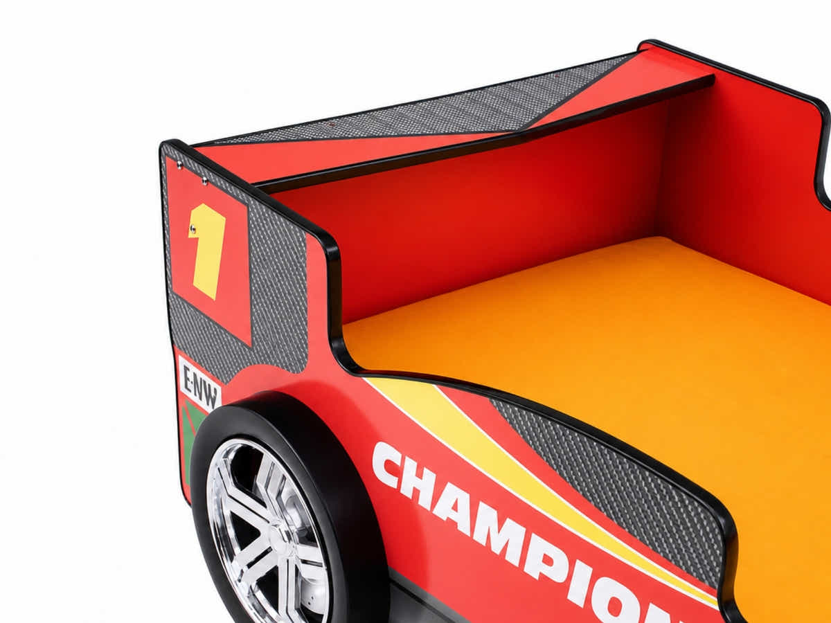 Racing Car Bed Frame with LED Lights Red - Single