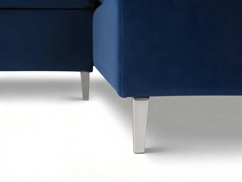 Kaveah Velvet Sofa With Right Chaise - Blue