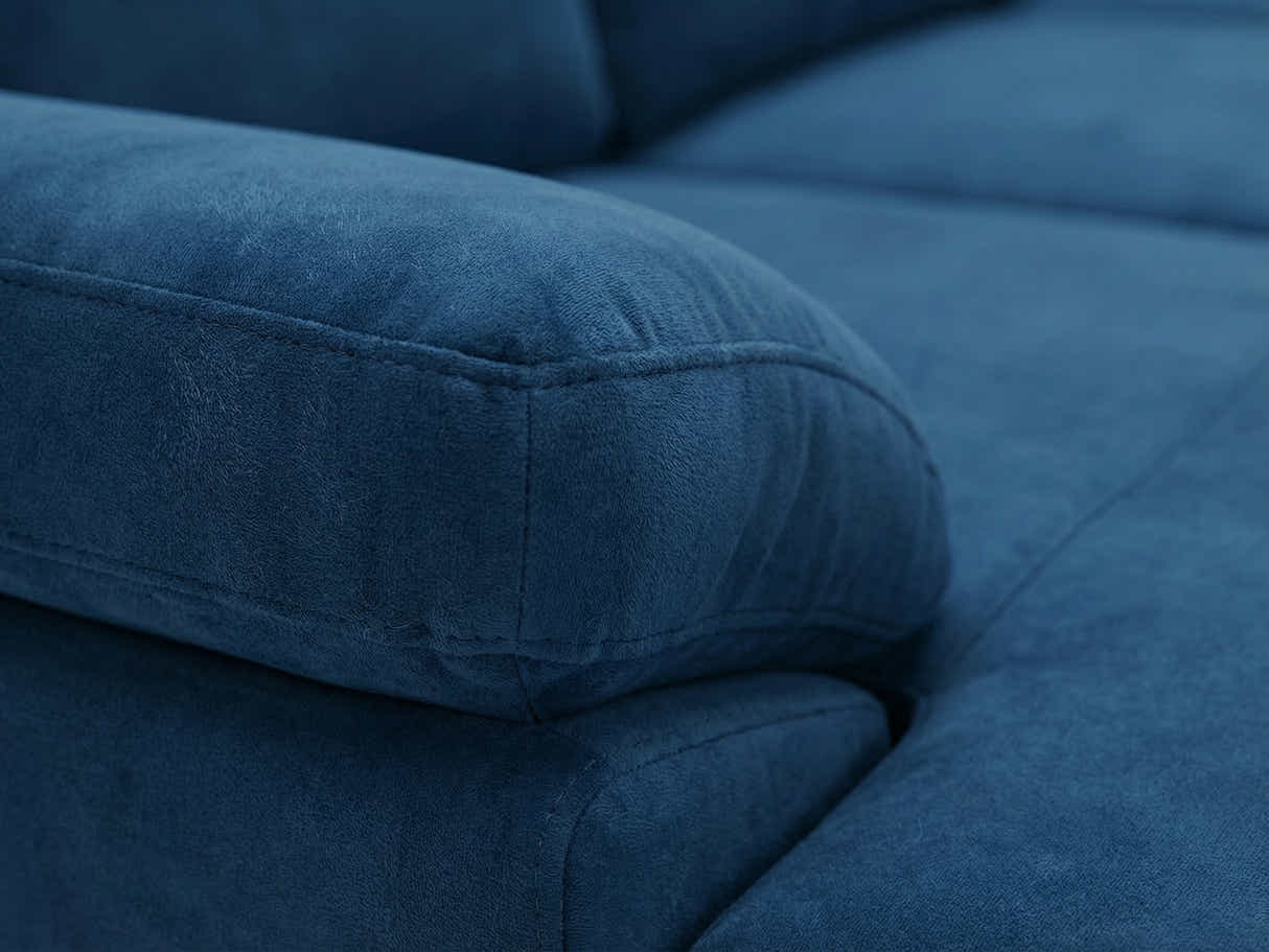 Kaveah Velvet Sofa With Left Chaise - Blue