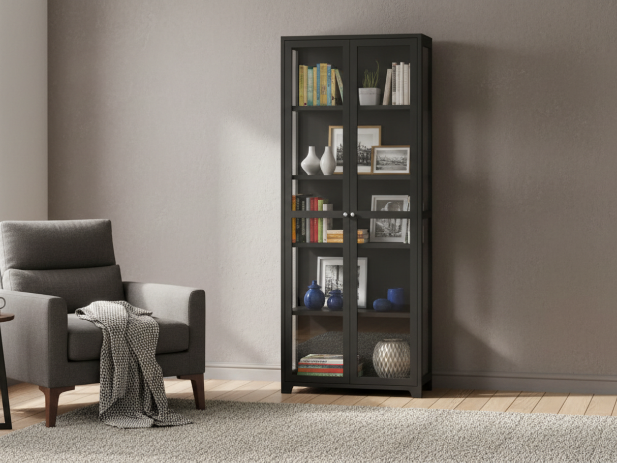 Lonna Steel Display Cabinet 1.8M Black New