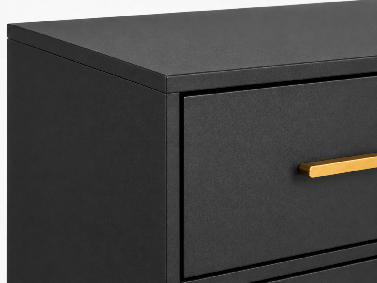 Lonna Steel 3-Door Shoe Cabinet With Drawers - Black