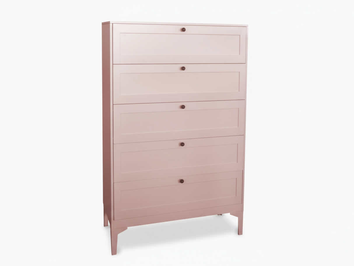 Lonna Steel 5-Drawer Tallboy - Pink