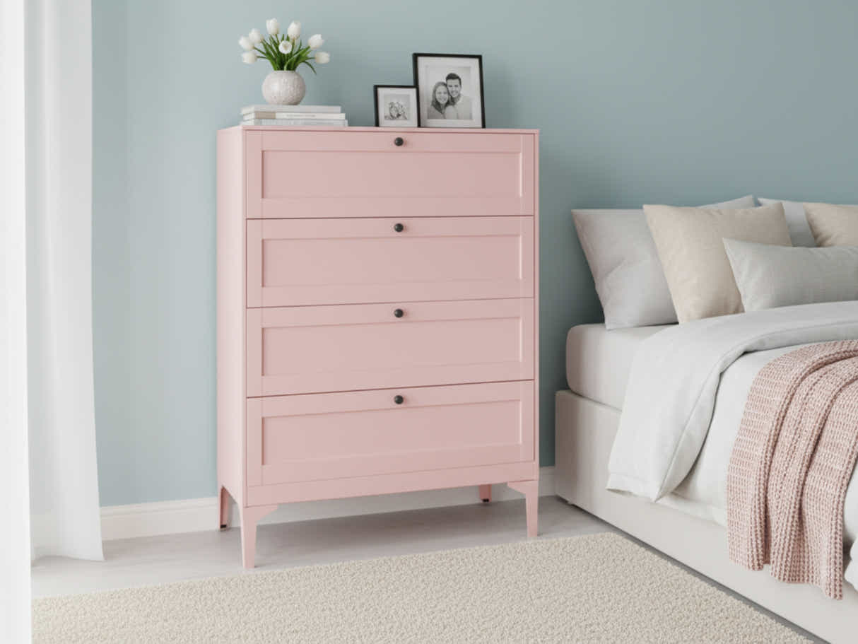 Lonna Steel 4 Drawer Tallboy - Pink