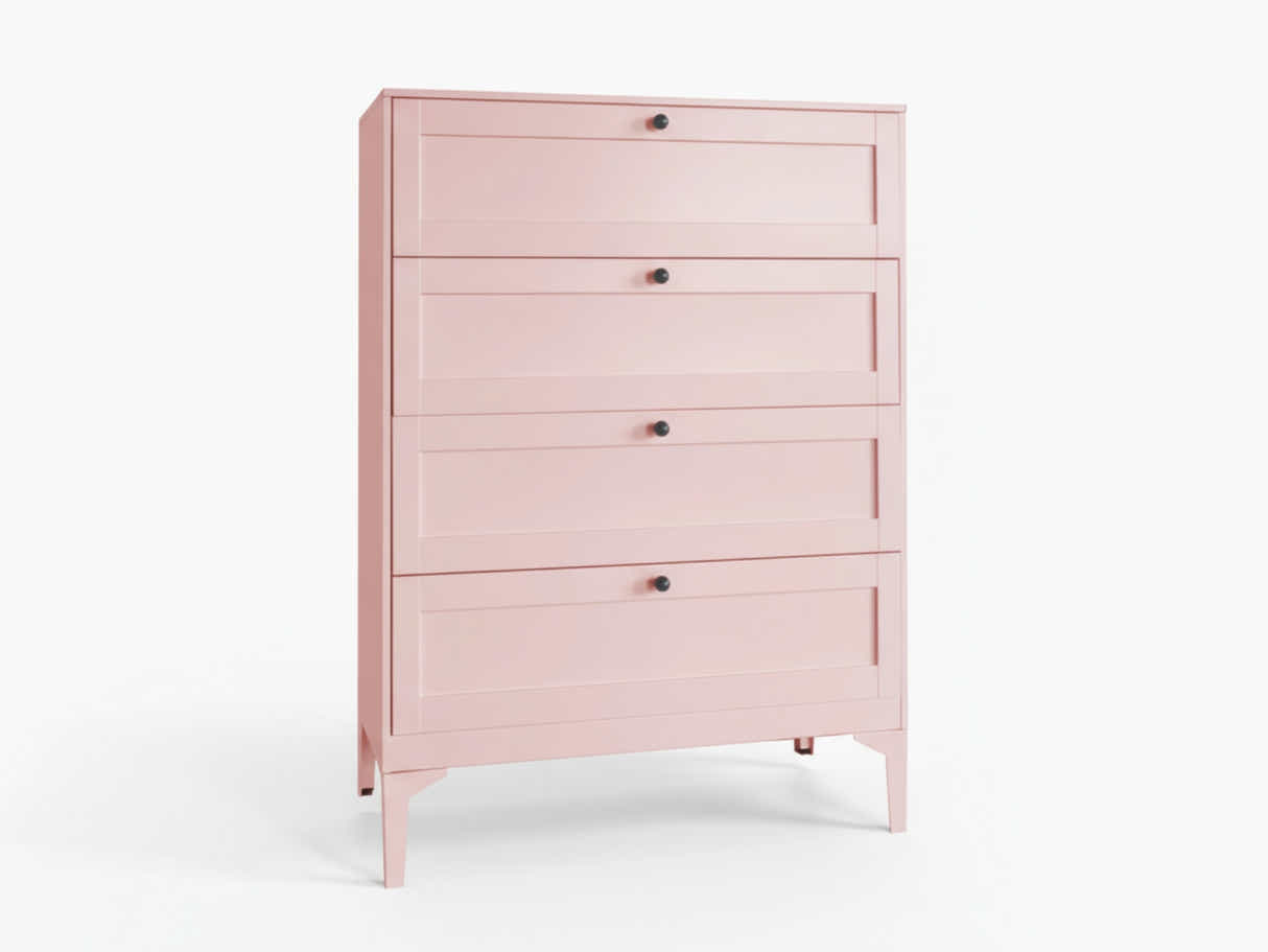 Lonna Steel 4 Drawer Tallboy - Pink