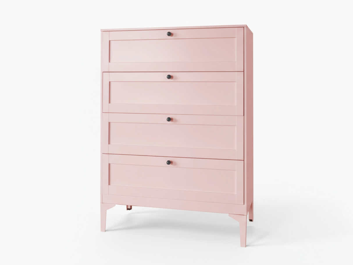 Lonna Steel 4 Drawer Tallboy - Pink