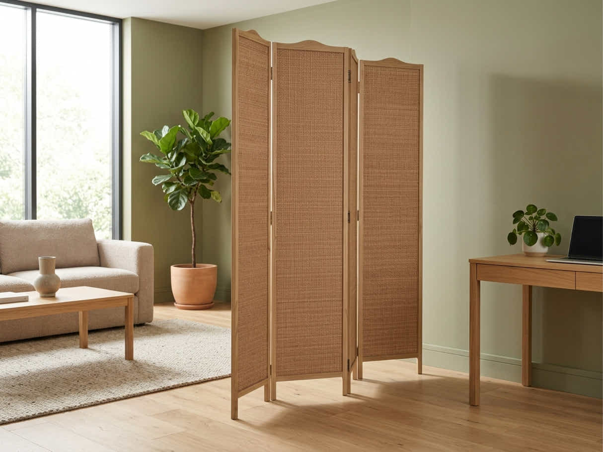 4-Panel Room Divider D S2 - Brown