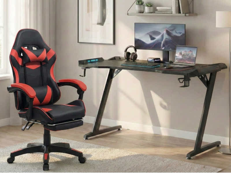 Gaming Table Z9 140cm & Faron Gaming Chair PVC Red