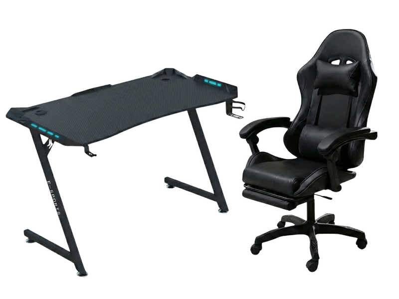 Gaming Table Z9 140cm & Faron Gaming Chair PVC Black