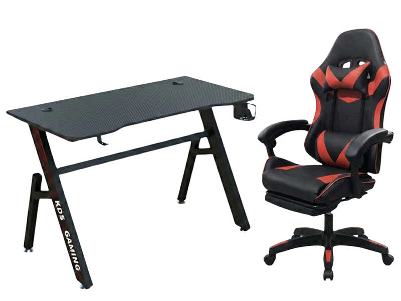 Gaming Table R6 140cm & Nicola Gaming chair PVC Black+Red