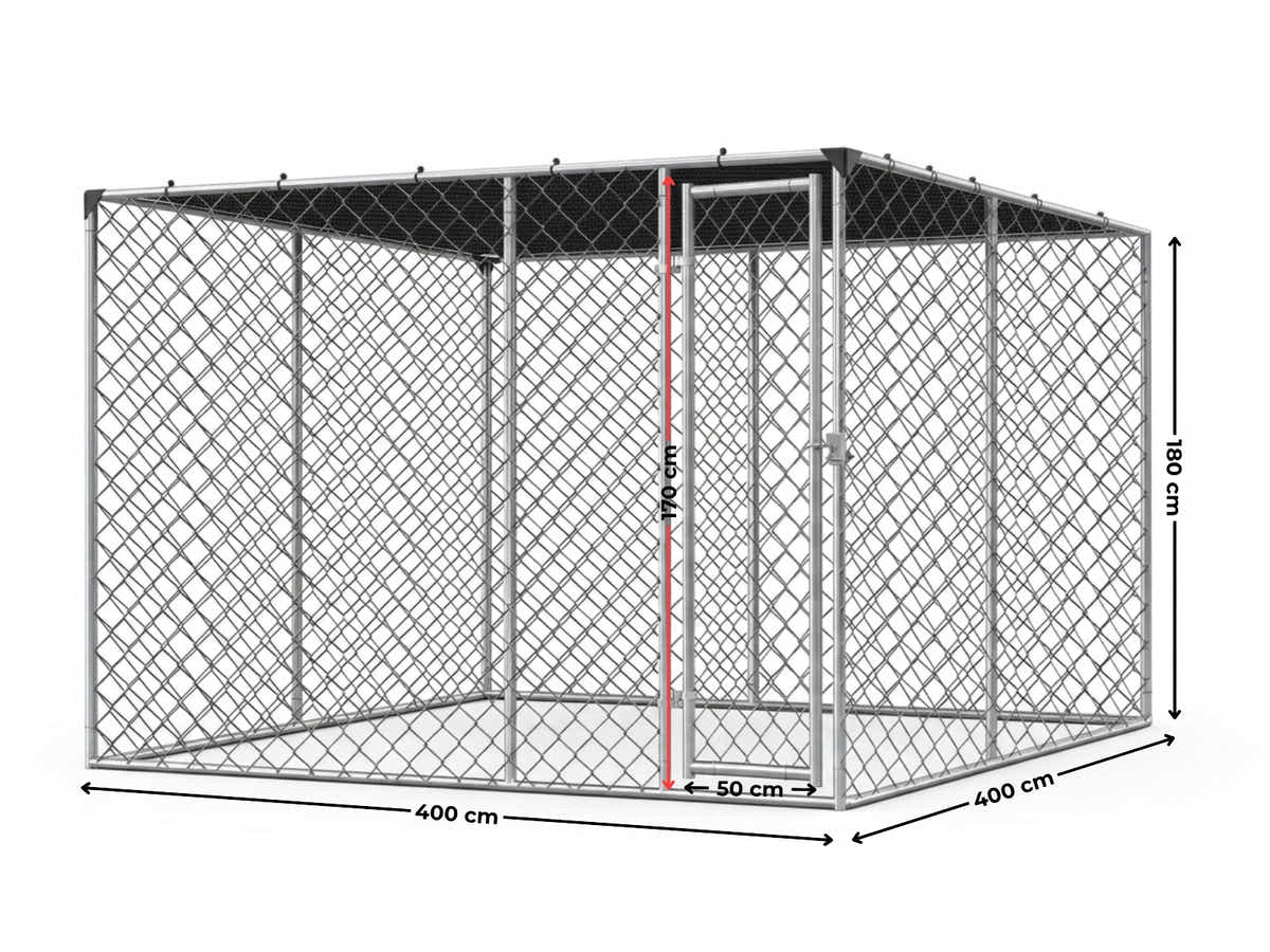 Dog Run With Shade Sail - 4m x 4m x 1.8m