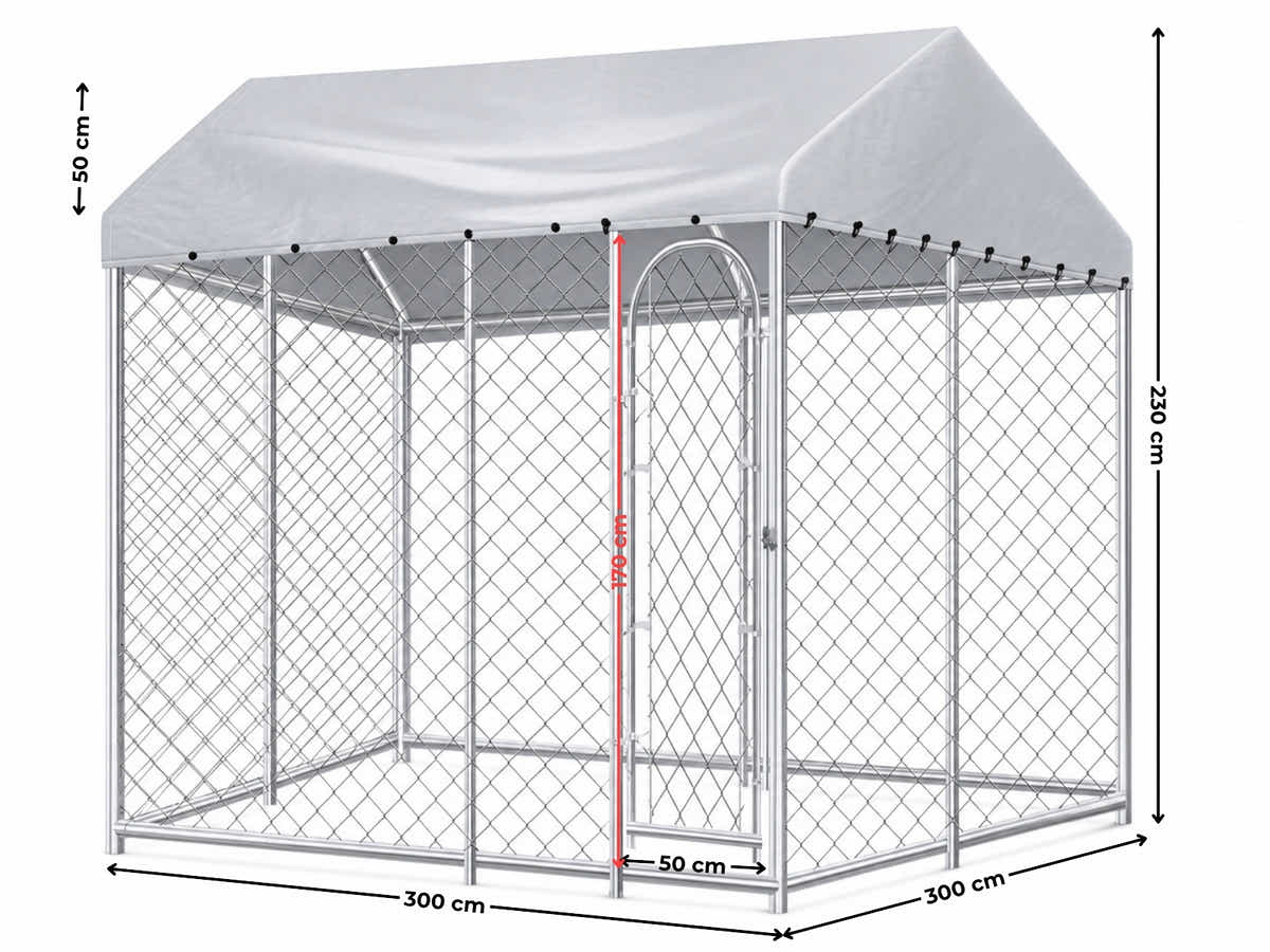 Dog Run with Roof - 3m x 3m x 2.3m