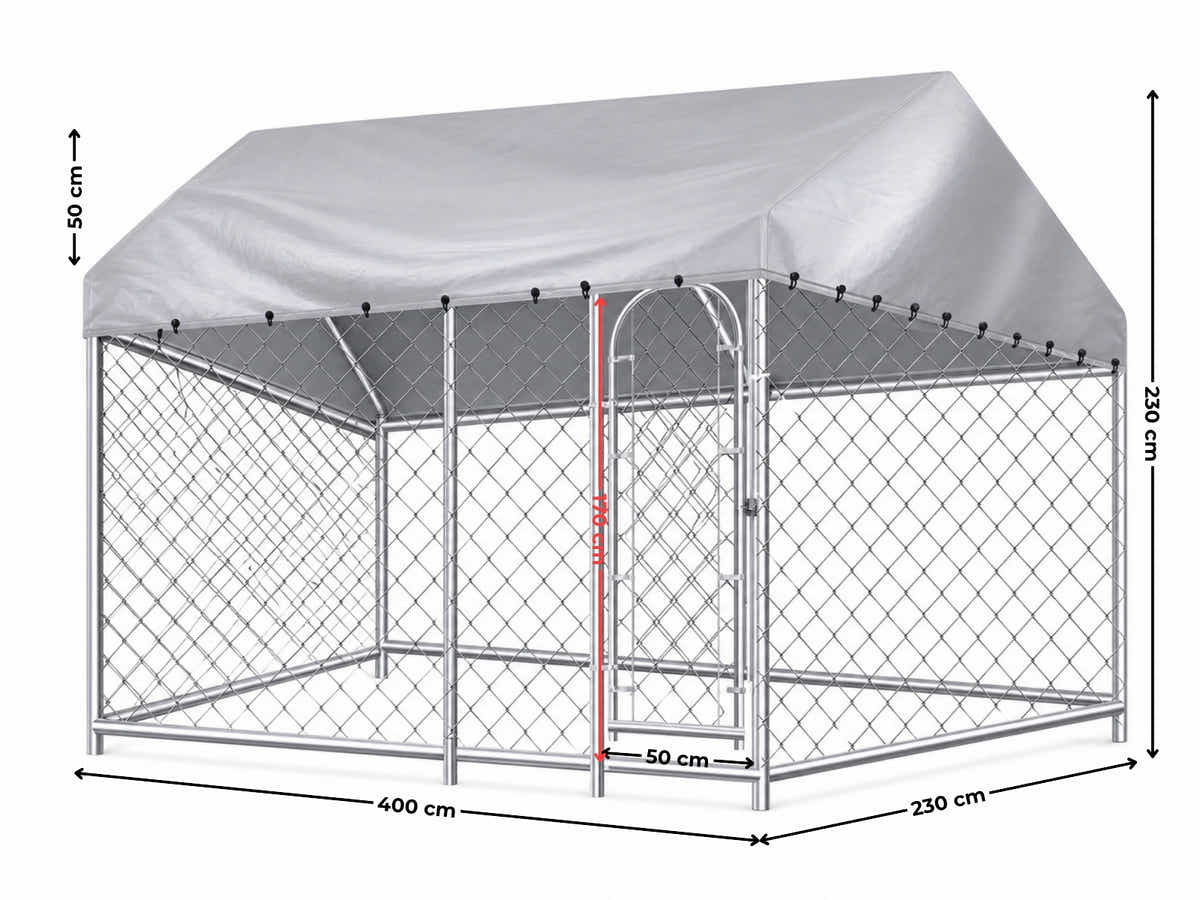 Dog Run with Roof - 4m x 2.3m x 2.3m