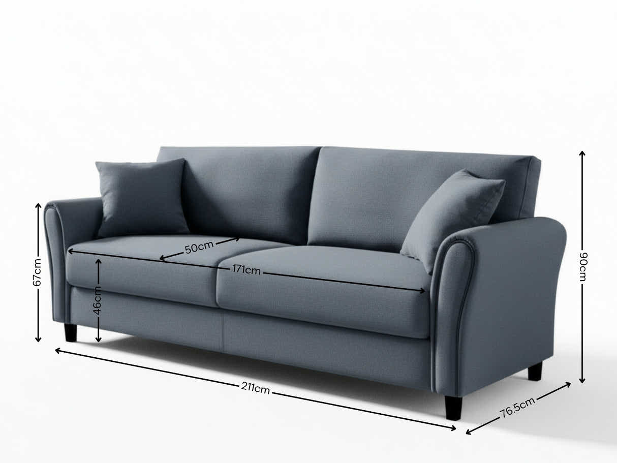 DS New Cozza Linen Sofa - Dark Grey