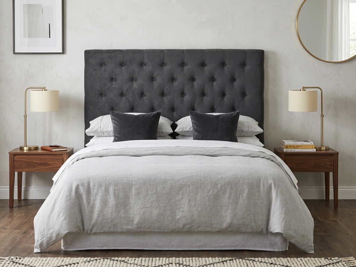 DS Rakel Linen Headboard Black - Queen