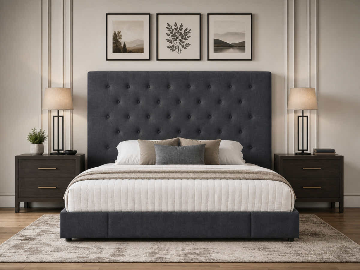 Rakel Linen Headboard Black - King