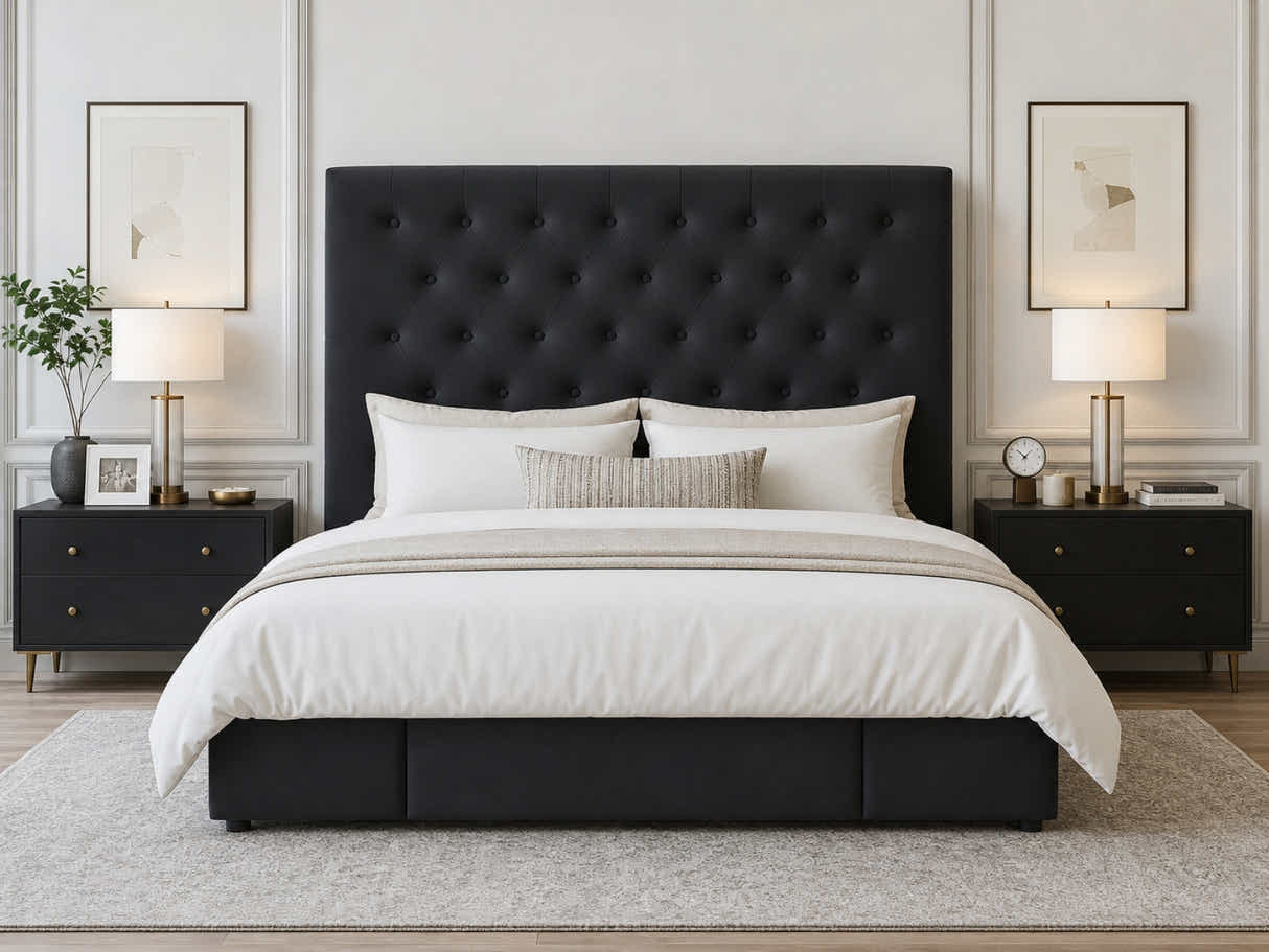 Rakel Velvet Headboard Black- King