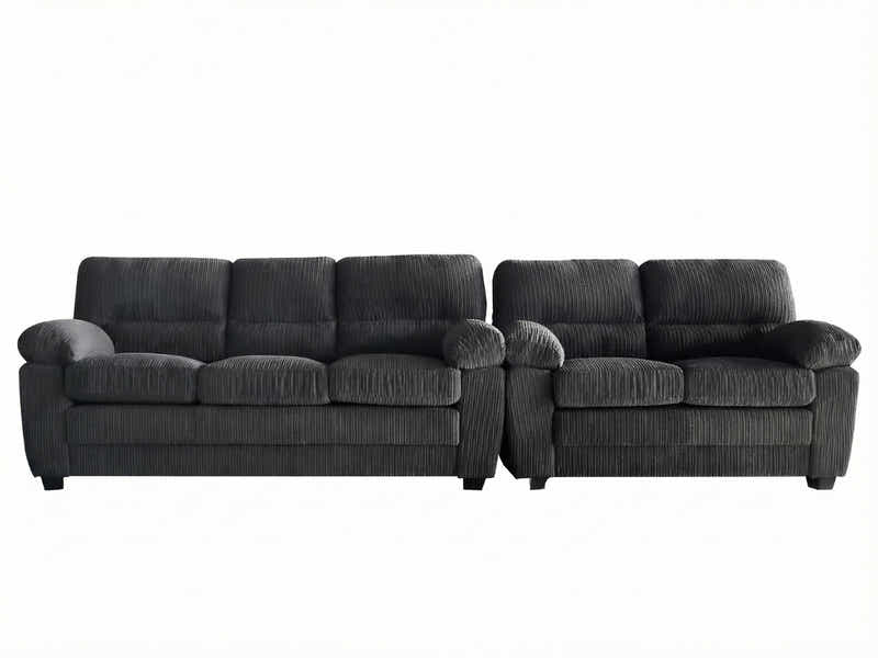 Lincole Corduroy 2-Piece Sofa Set - Dark Grey