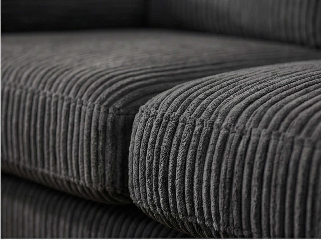 Lincole Corduroy 2-Piece Sofa Set - Dark Grey