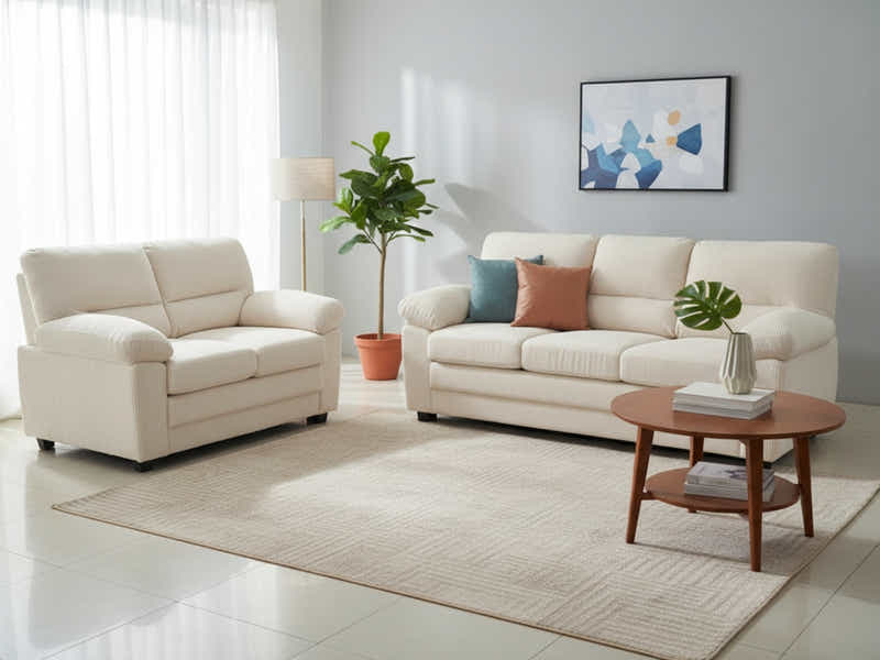 Lincole Corduroy 2-Piece Sofa Set - Beige