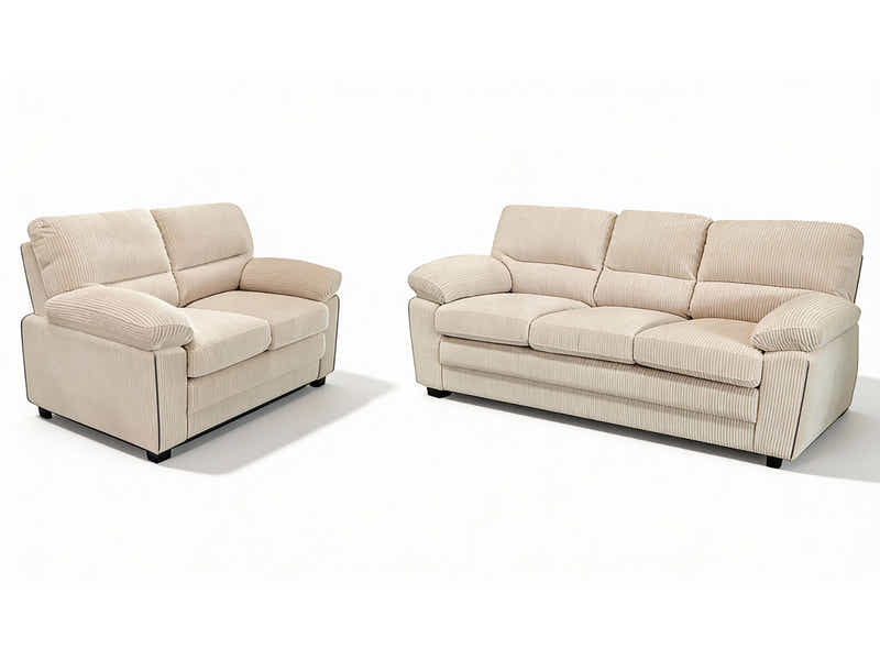 Lincole Corduroy 2-Piece Sofa Set - Beige