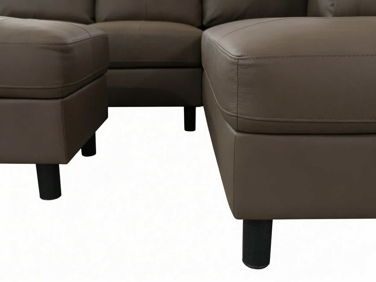 Loriece PU Leather Sofa with Ottoman - Brown