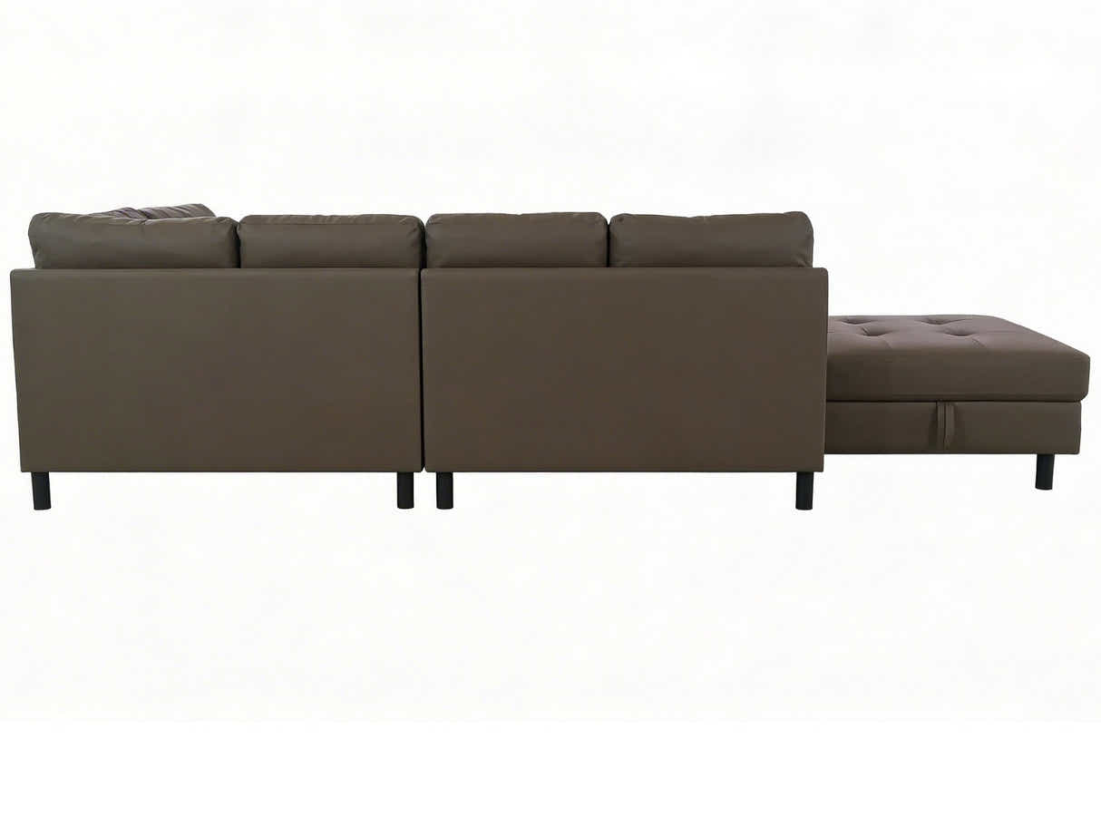 Loriece PU Leather Sofa with Ottoman - Brown