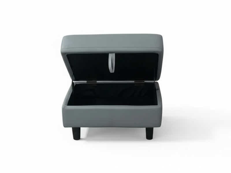 Loriece PU Leather Sofa with Ottoman - Grey