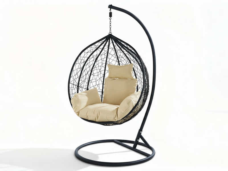Outdoor Swing Egg Chair - Black & Beige