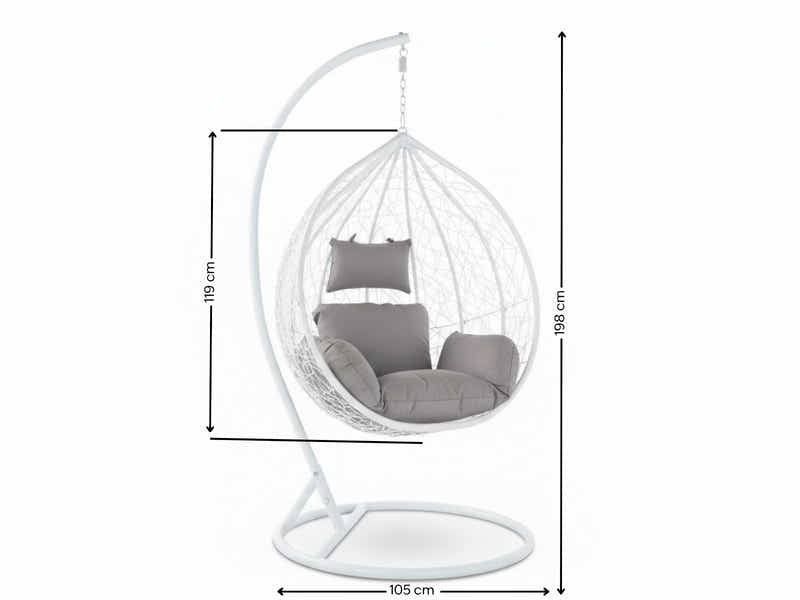 Outdoor Swing Egg Chair - White & Grey