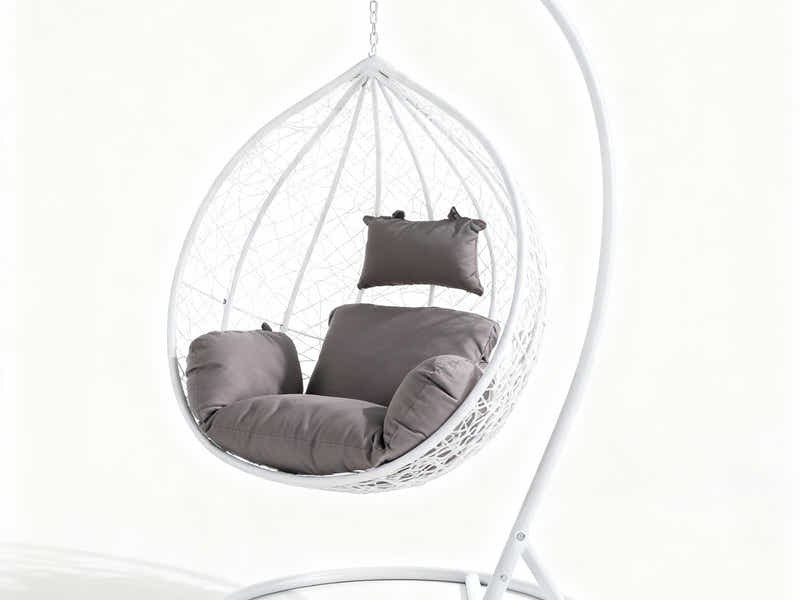 Outdoor Swing Egg Chair - White & Grey