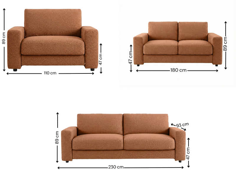 Chenille 3-Piece Sofa Set - Orange