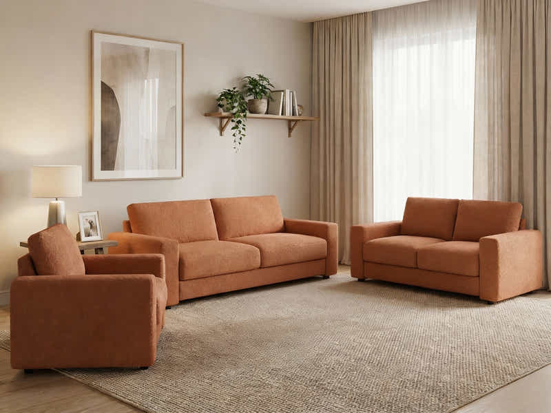 Chenille 3-Piece Sofa Set - Orange